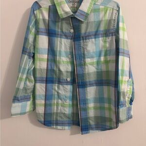 Cat & Jack Blue and Green Button Down Shirt Casual Plaid